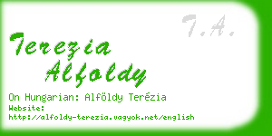 terezia alfoldy business card