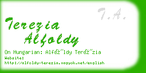 terezia alfoldy business card